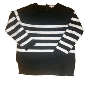 Womens ANDREE BY UNIT Sweater Green & White Stripe Crew Neck Size Large